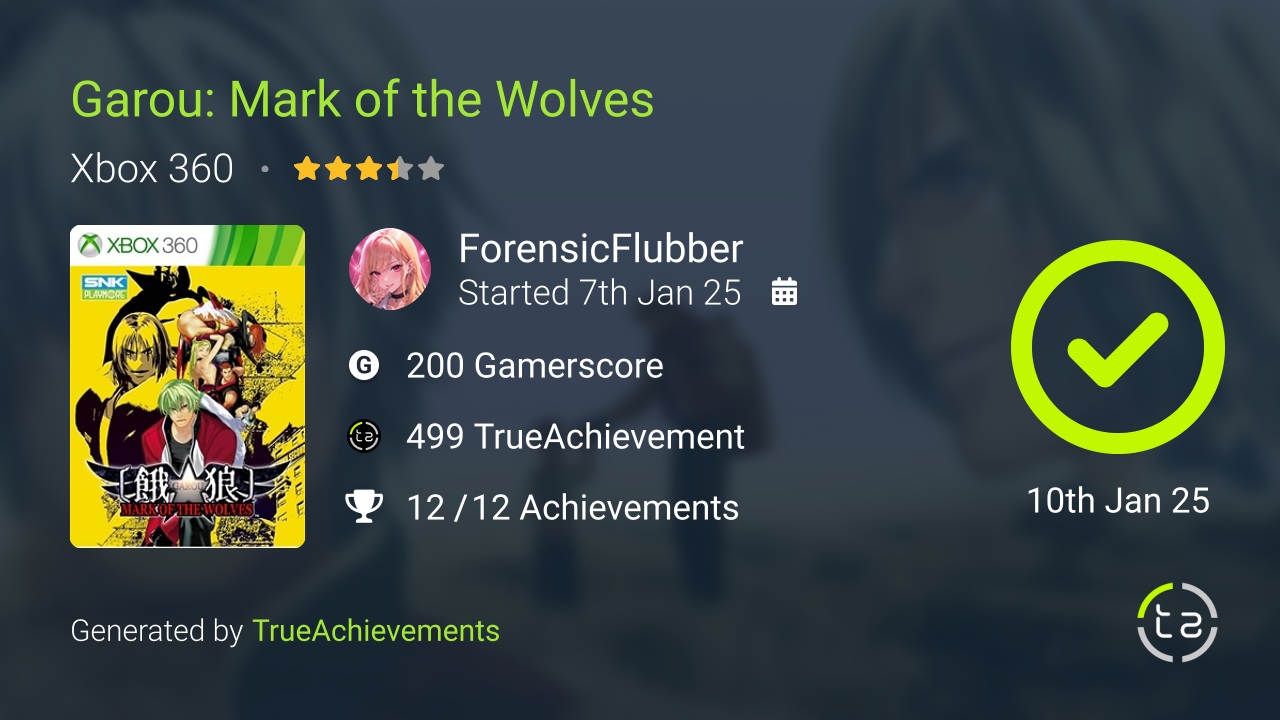 Garou Mark of the Wolves achievement summary